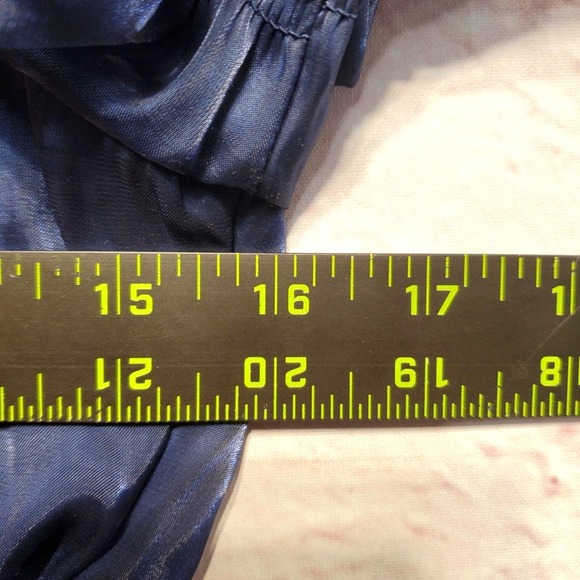 Thirty Third LA Babydoll Fairycore Crop Top Womens Large Blue Puff Sleeve Sheer - Picture 5 of 10